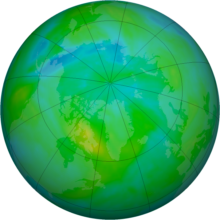 Arctic ozone map for 25 August 2013
